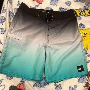 O'Neill Black and Blue Board Shorts Gradient Design- Boy - Size: 24 M (10 slim)